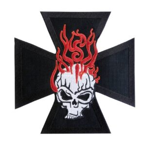 BORDADO CRUZ FERRO CAVEIRA FOGO